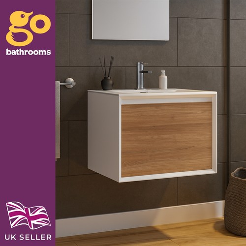 600 oak vanity unit wall - oak,