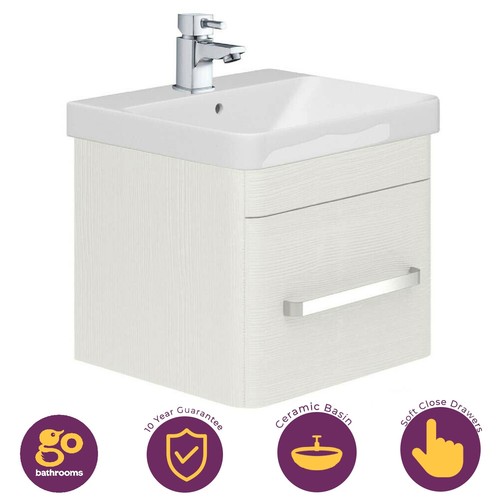 50cm white bathroom - white, vanity